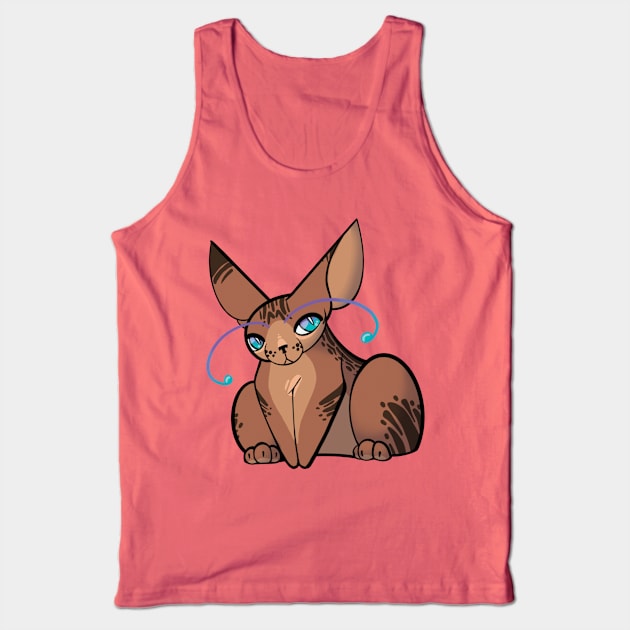 Silent Judgment Brown Tabby Alien Cat :: Canines and Felines Tank Top by Platinumfrog